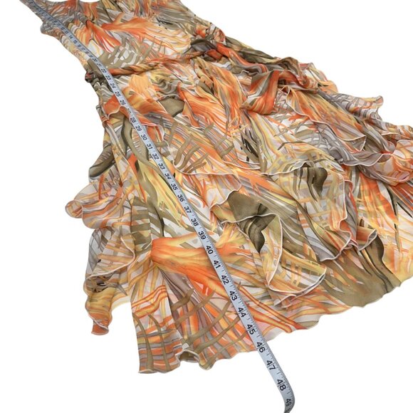 Signature By Robbie Bee Vtg Tropical Print Sleeveless Ruffle Midi Dress Size 12 - Picture 6 of 13